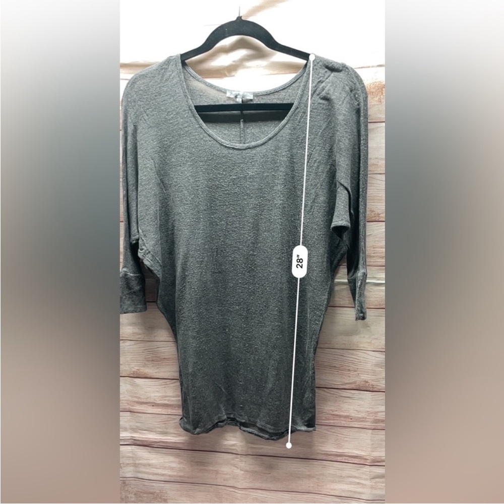Charlotte Russe top gray size medium 3/4” Sleeve blouse drape dolman boat neck - Picture 5 of 11